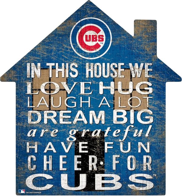 Chicago Cubs House Sign, 12-Inch Plastic, Unisex Team Color