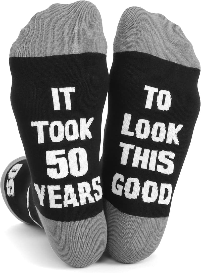 Funny Black Crew Cotton Socks for Men's 40th, 50th, 60th Birthdays