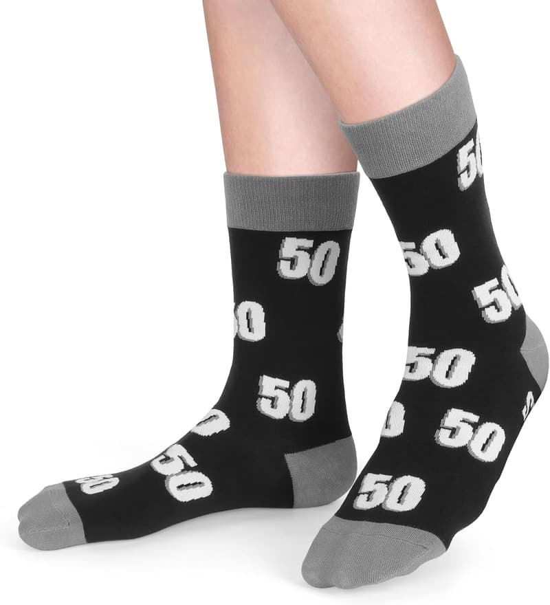 Funny Black Crew Cotton Socks for Men's 40th, 50th, 60th Birthdays
