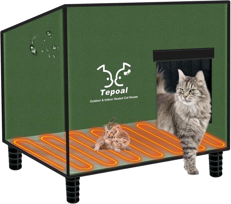 Outdoor Heated Cat House - Waterproof Insulated Shelter for Winter
