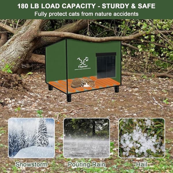 Outdoor Heated Cat House - Waterproof Insulated Shelter for Winter