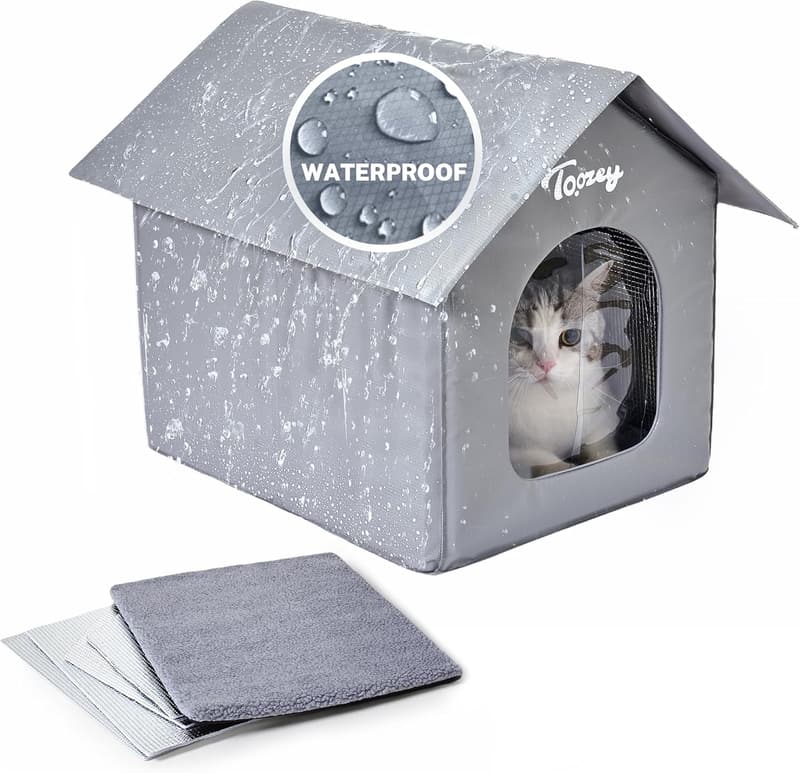 Outdoor Cat House with Insulation Sheets - Weatherproof Shelter
