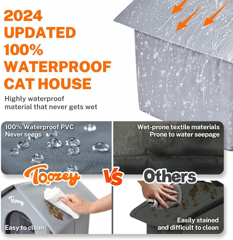 Outdoor Cat House with Insulation Sheets - Weatherproof Shelter