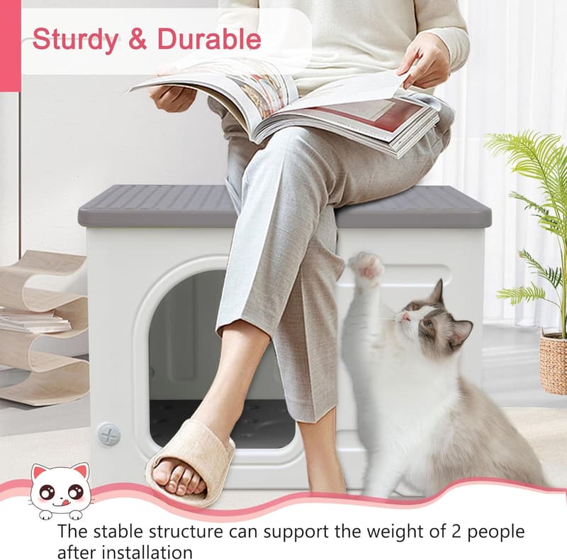 Outdoor Waterproof Cat House with Escape Door - Grey