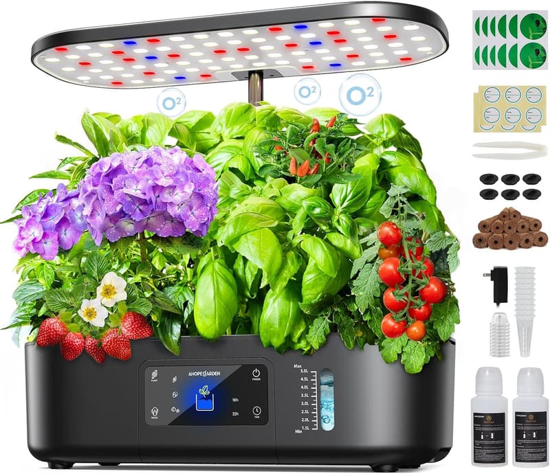 Indoor Hydroponic Herb Garden Kit with Grow Light & 12 Pods