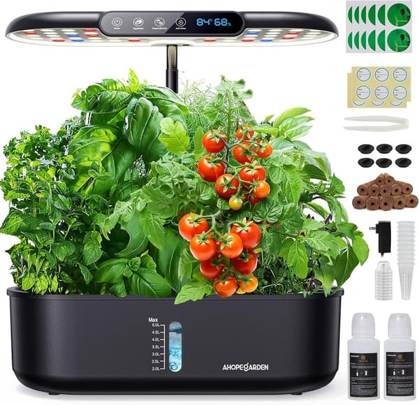 Indoor Hydroponics Garden Kit with LED Growth Lamp – 12 Pods
