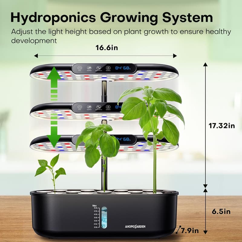 Indoor Hydroponics Garden Kit with LED Growth Lamp – 12 Pods