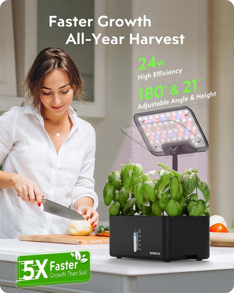 Indoor Hydroponics Herb Garden Kit with LED Grow Light