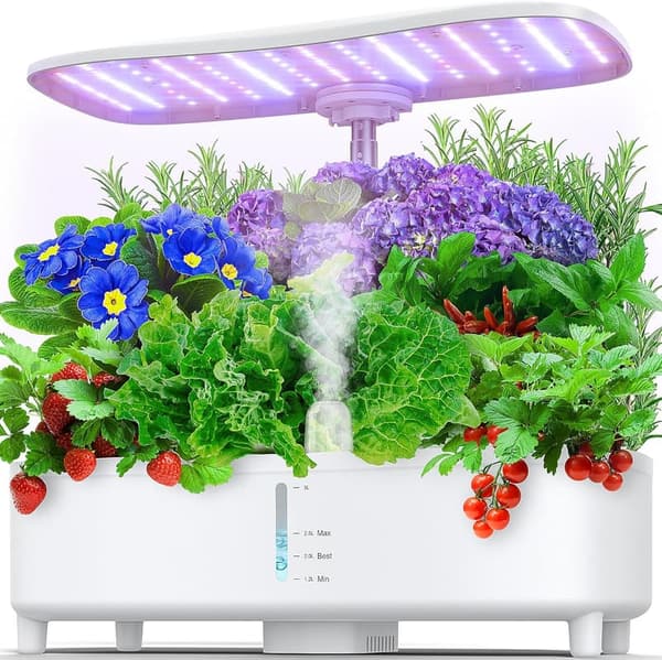 Indoor Hydroponics Herb Garden Kit with 15 Pods & Grow Light