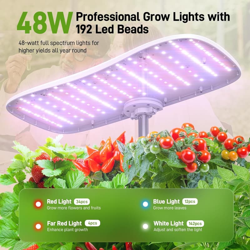 Indoor Hydroponics Herb Garden Kit with 15 Pods & Grow Light