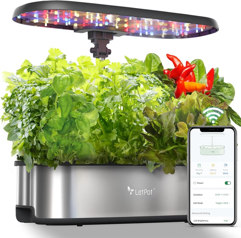 Smart Herb Garden Kit - 12 Pod Hydroponics System with LED