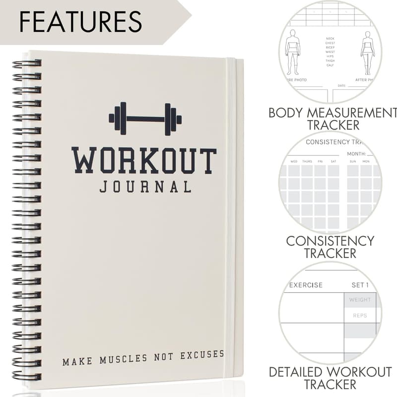 Fitness Journal with Workout Planner & Progress Tracker for Men and Women