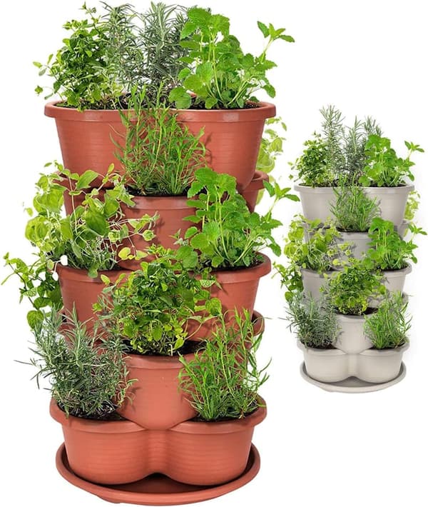 Terracotta 5-Tier Stackable Planter for Vertical Gardens