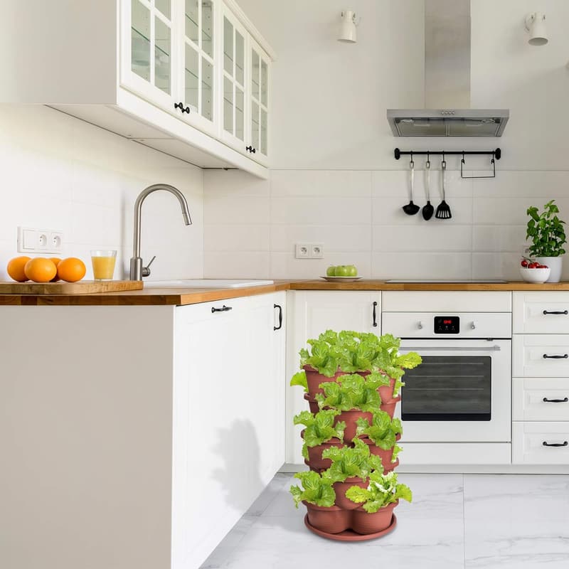 Terracotta 5-Tier Stackable Planter for Vertical Gardens