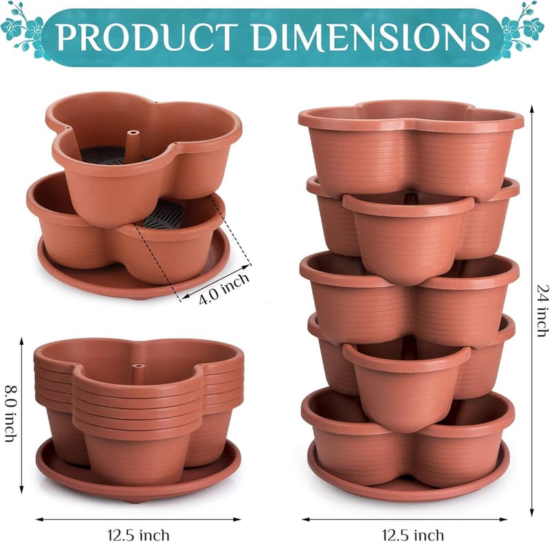 Terracotta 5-Tier Stackable Planter for Vertical Gardens
