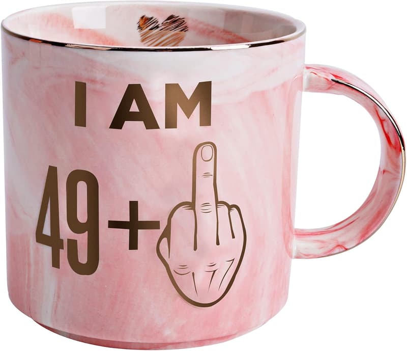 50th Birthday Pink Marble Coffee Mug for Women
