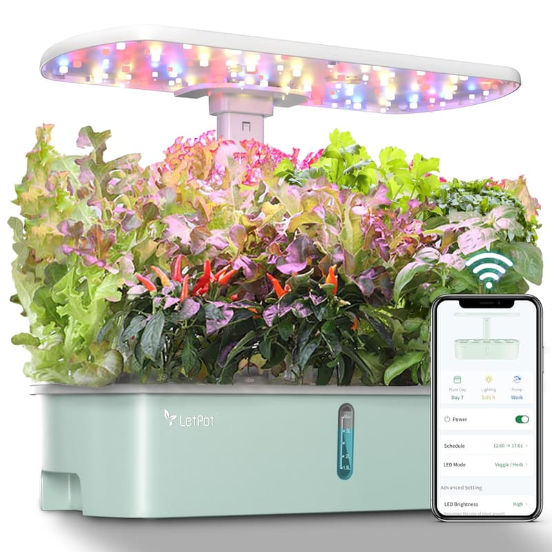 Smart Indoor Garden Hydroponics Kit with WiFi Control & Grow Light