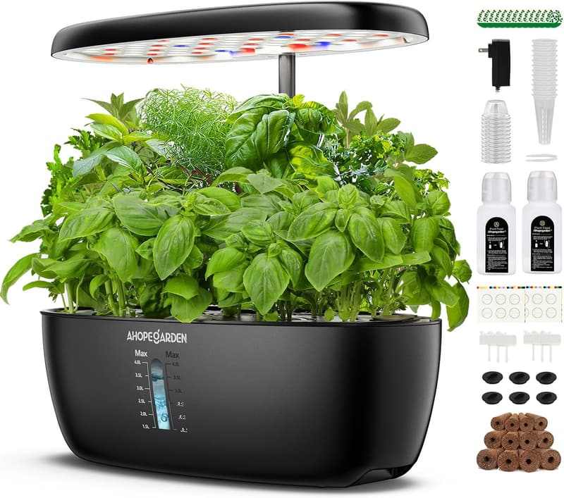 Indoor Hydroponic Growing System with LED Light - 12 Pod Kit