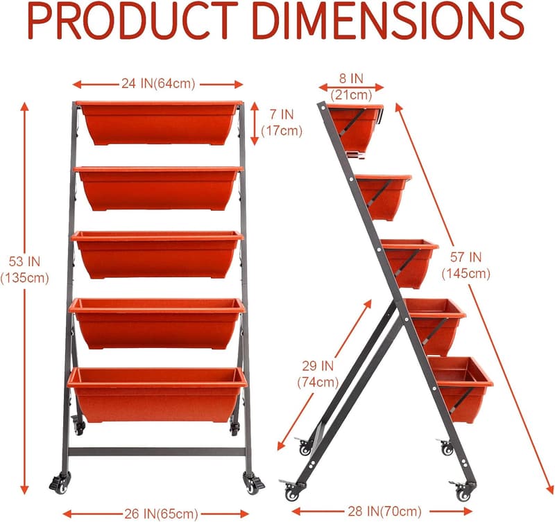 Vertical Garden Planter with 5 Containers & Garden Tools