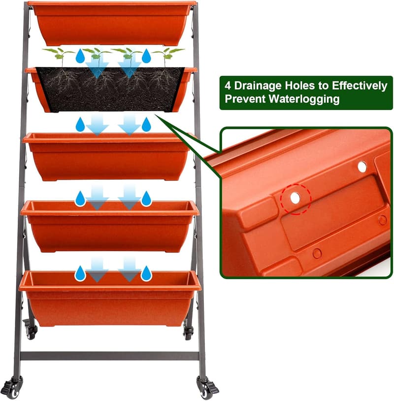 Vertical Garden Planter with 5 Containers & Garden Tools