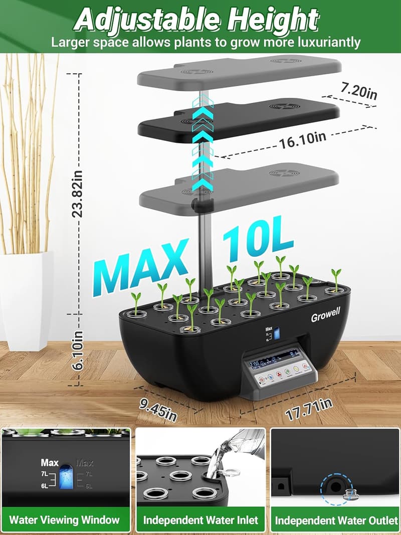 Indoor Hydroponics Herb Garden Kit with 17 Pods & Grow Lights