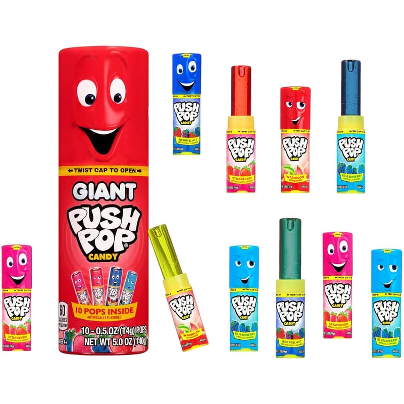 Party Pack of 10 Assorted Fruity Lollipops in Giant Container