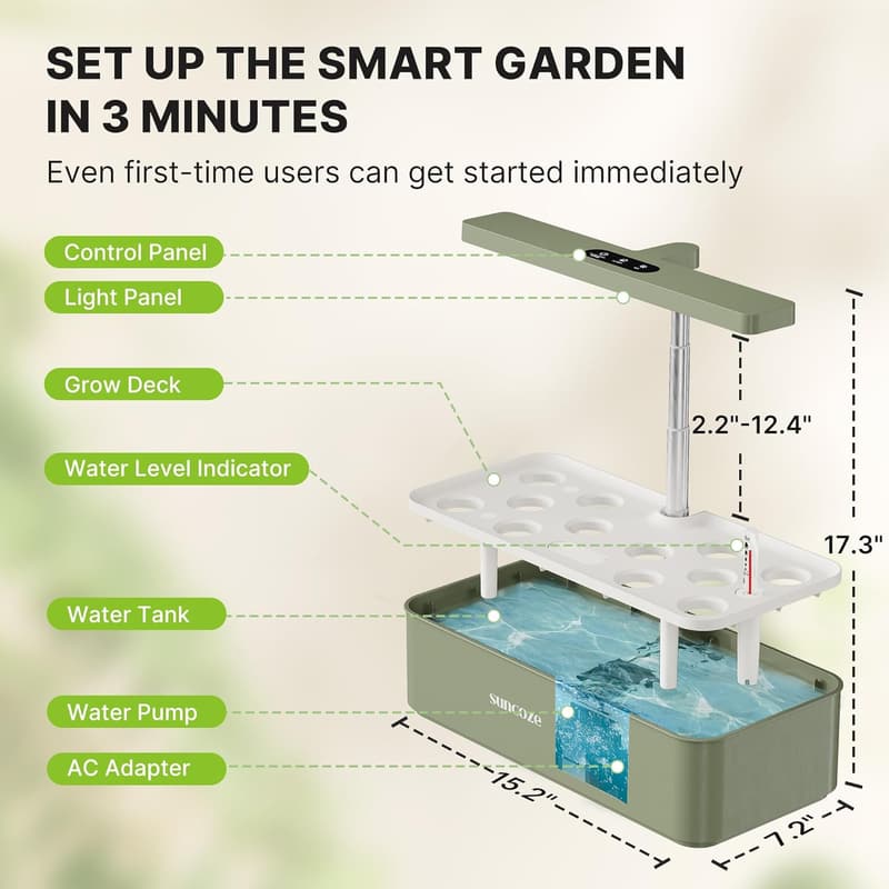 Indoor Herb Garden Kit with 12 Pods & LED Grow Light