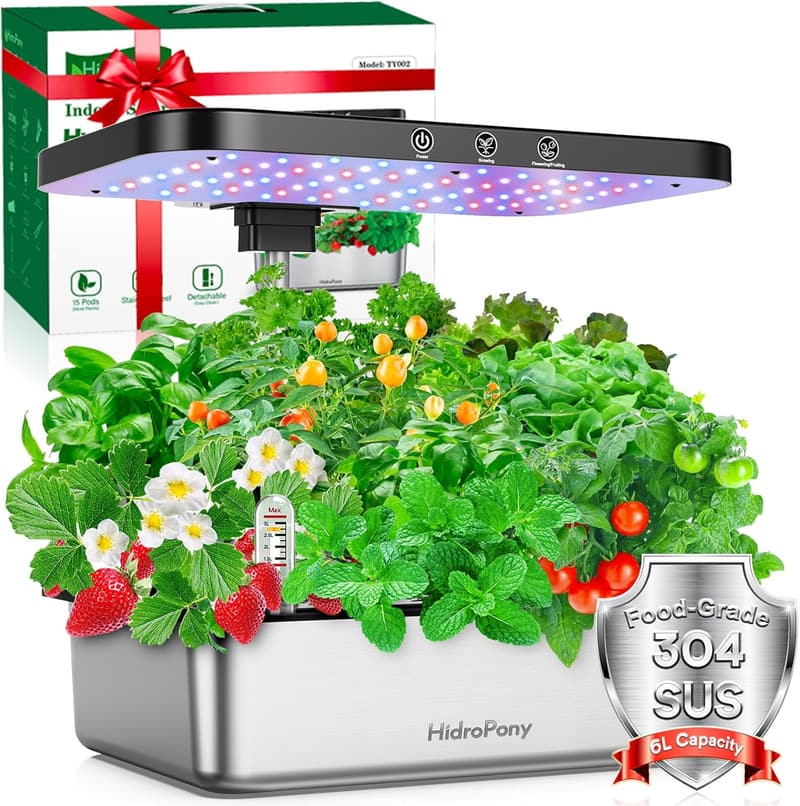 Indoor Hydroponic Herb Garden Kit with Grow Light & Timer