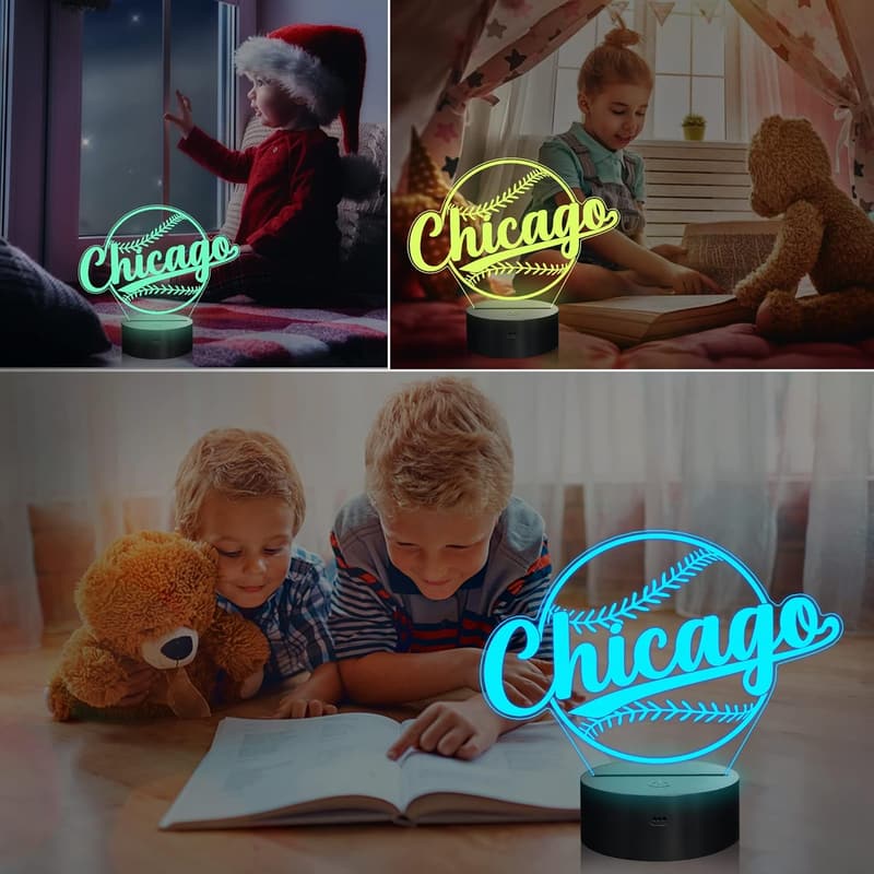 Baseball Night Light - 3D Illusion Lamp for Boys
