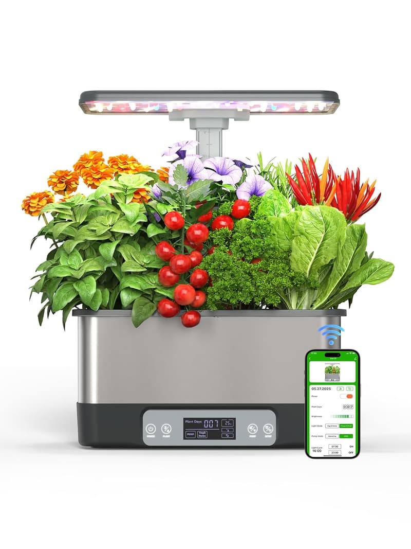 Smart Indoor Herb Garden Kit with WiFi, 8 Pods & LED Grow Light