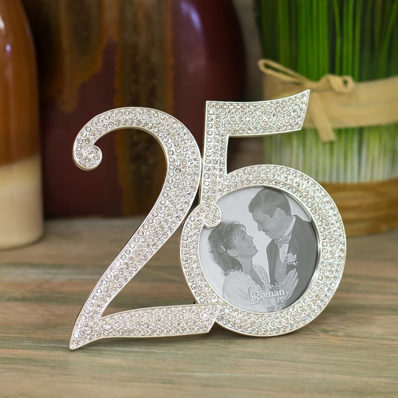 25th Anniversary Zinc Alloy Rhinestone Photo Frame