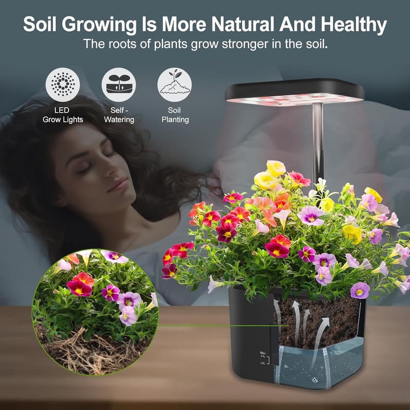 Indoor Garden Planter Set with LED Grow Light & Auto Timer