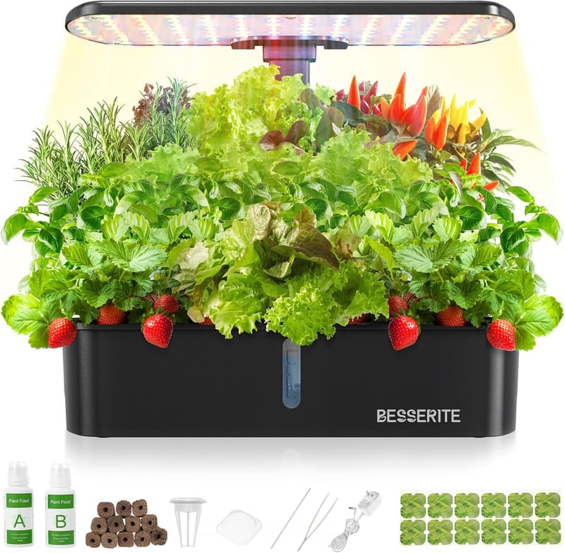 Indoor Herb Garden Hydroponics Kit with Grow Light, 12 Pods