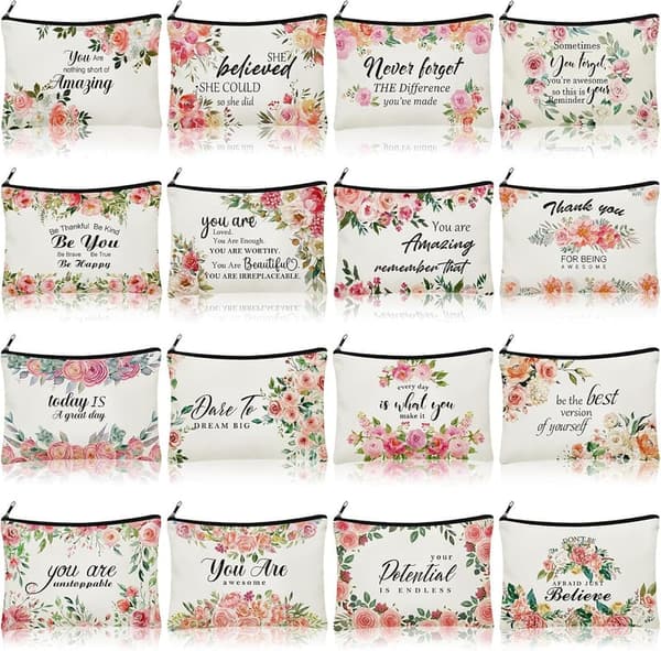 Father's Day Gift: 16-Pc Inspirational Canvas Makeup Bags