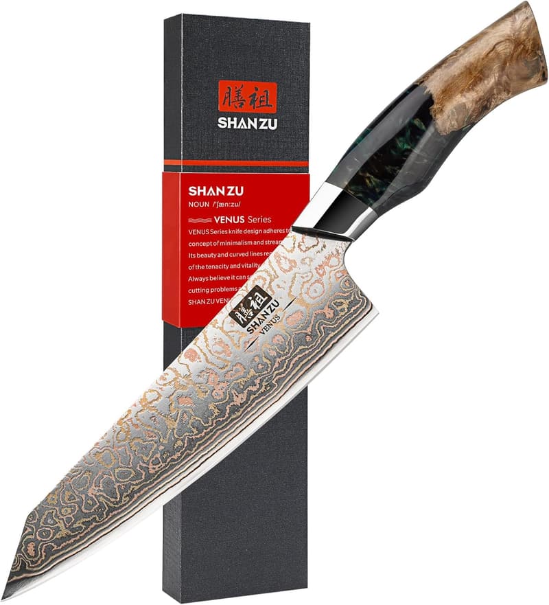 Professional 8-Inch Damascus Chef Knife with Maple Handle
