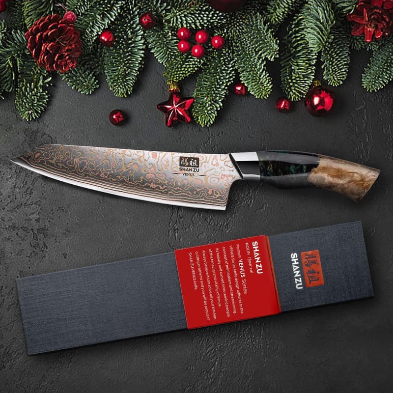 Professional 8-Inch Damascus Chef Knife with Maple Handle