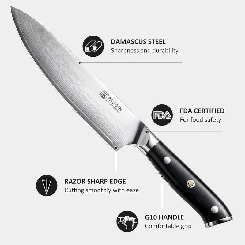 Professional 8-Inch Damascus Chef Knife with Ergonomic Handle