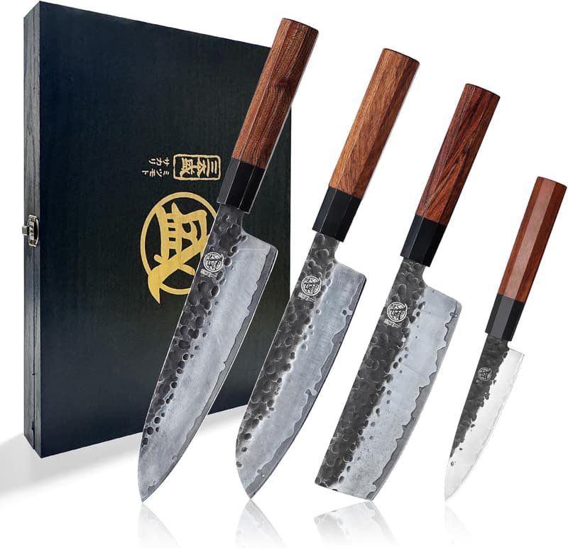 Professional Japanese Chef's Knife Set - 4 Pcs, Hand Forged, High Carbon