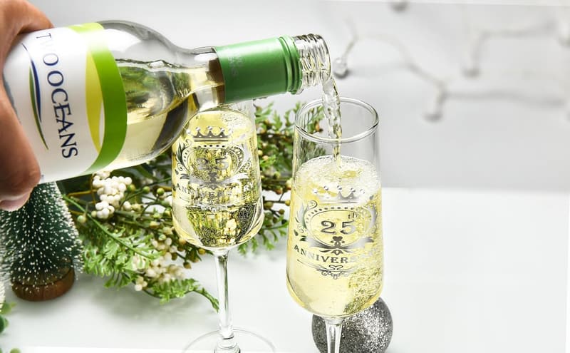 25th Anniversary Rhinestone Champagne Flutes Set of 2