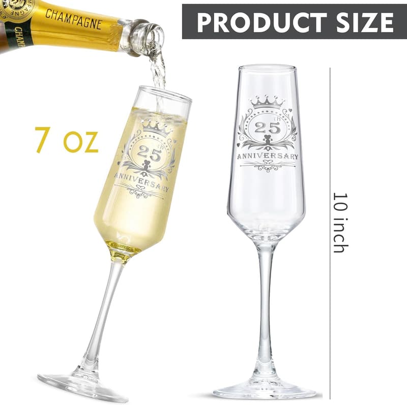 25th Anniversary Rhinestone Champagne Flutes Set of 2