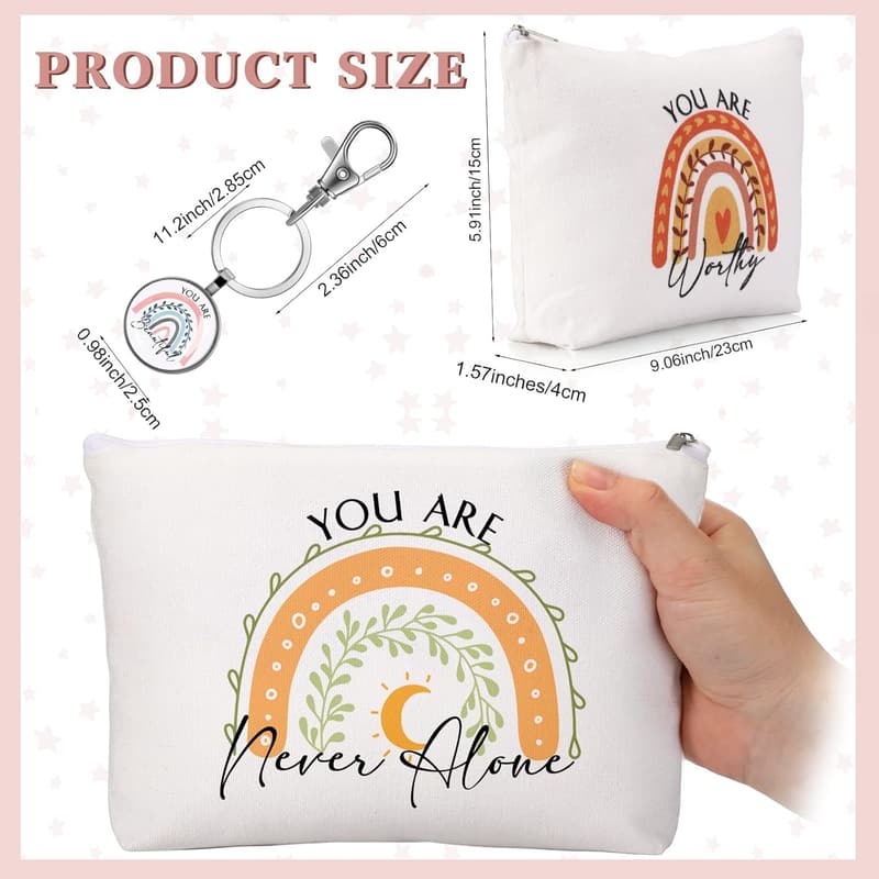 Inspirational Gift Set for Women - 20 Makeup Bags & Keychains