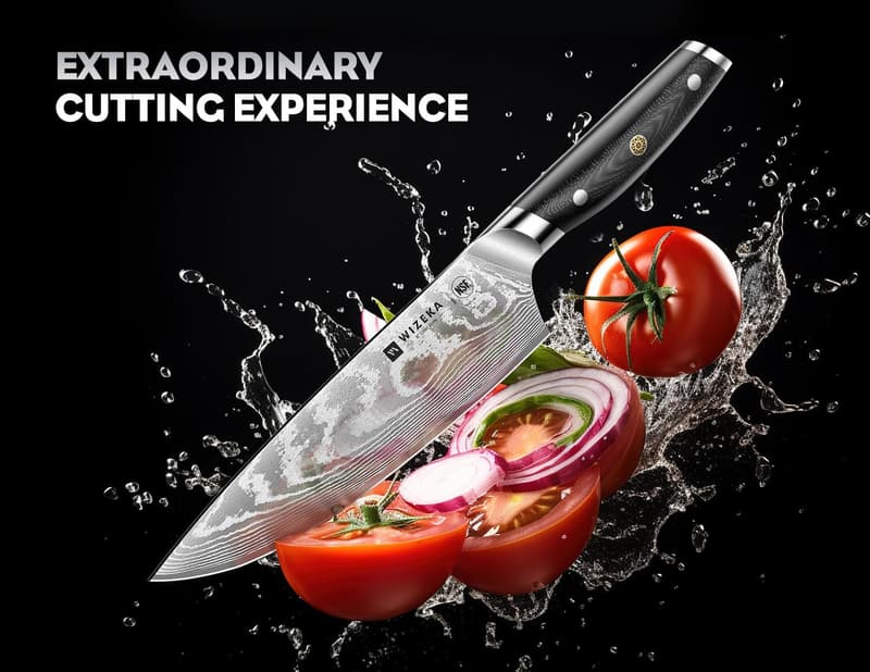 Professional VG10 Damascus Chef Knife Set with G10 Handle - 3 PCS