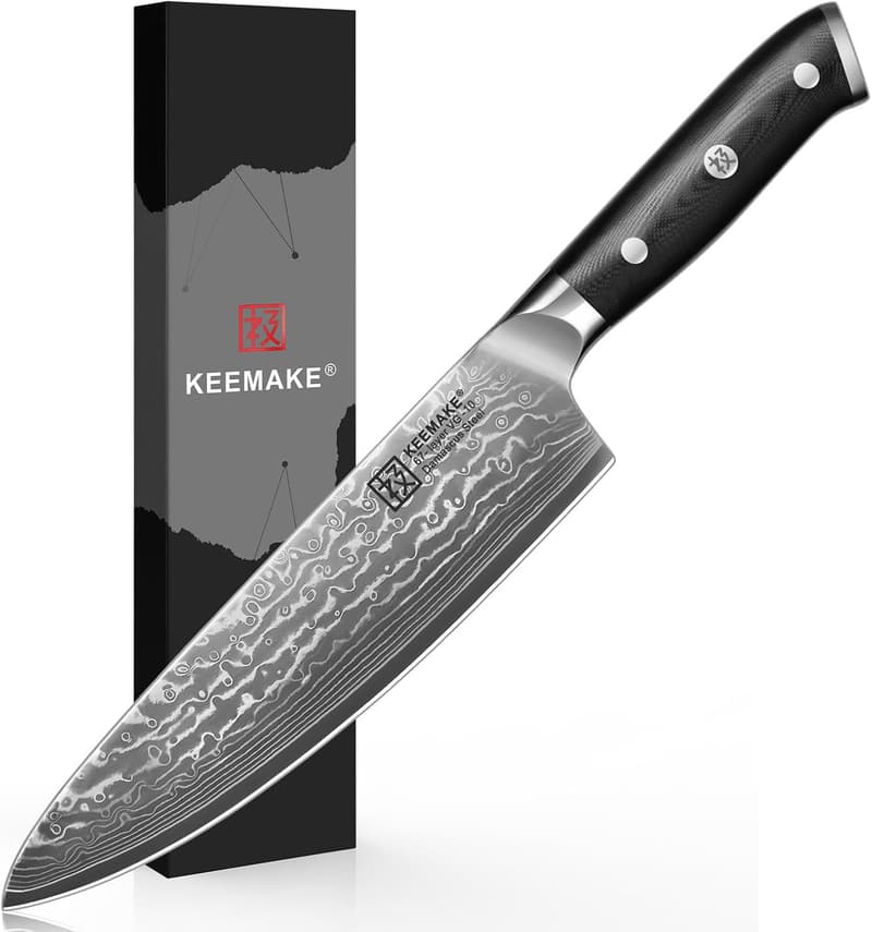 8-Inch Damascus Chef Knife with VG10 Core and G10 Handle