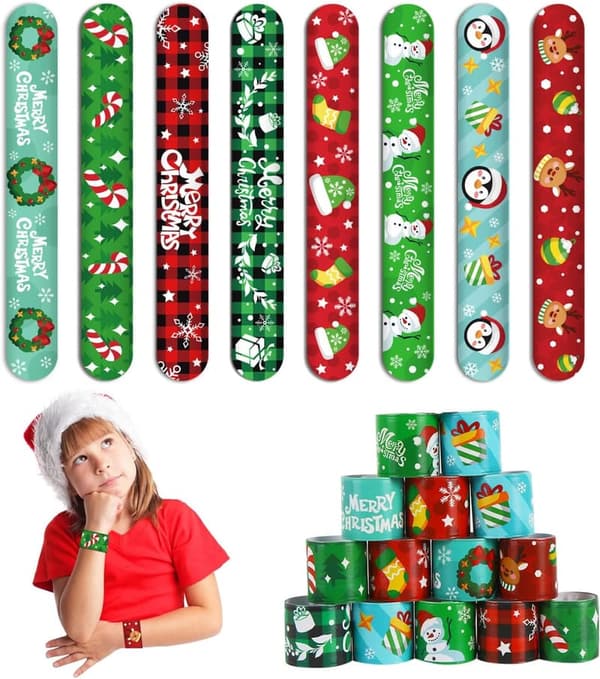 Christmas Slap Bracelets - 48 Assorted Kid-Friendly Designs