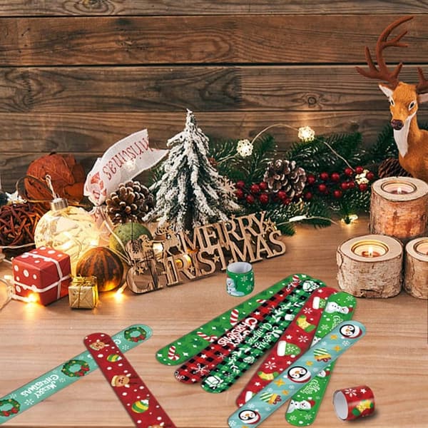 Christmas Slap Bracelets - 48 Assorted Kid-Friendly Designs