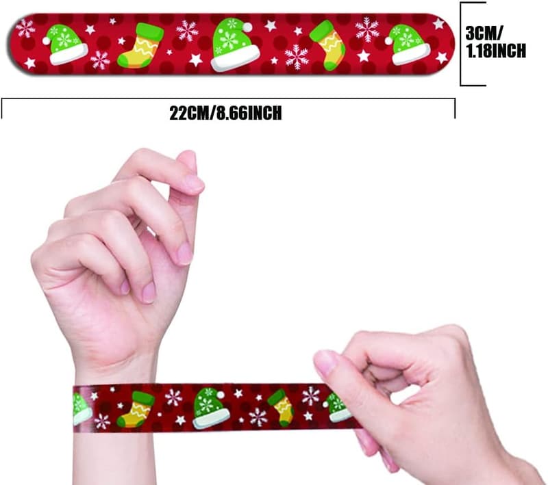 Christmas Slap Bracelets - 48 Assorted Kid-Friendly Designs