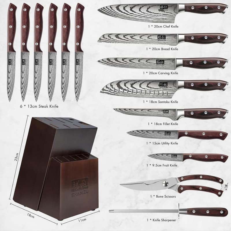 Japanese 16-Piece High Carbon Stainless Steel Knife Set