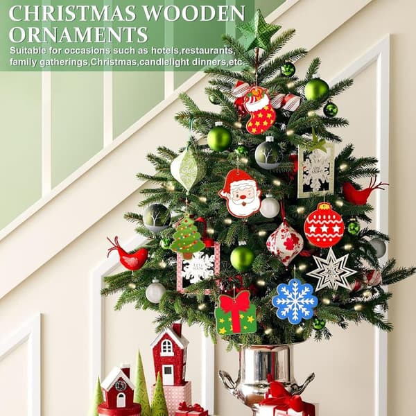 DIY Wooden Christmas Ornaments Set – 80 Pieces, 10 Styles