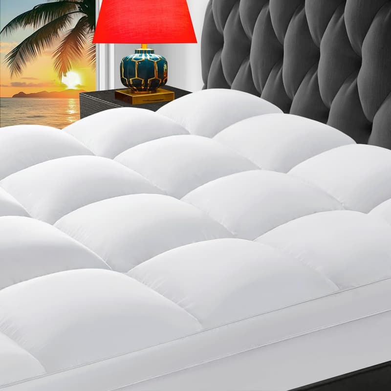 Cooling Pillow Top Mattress Topper for Back Pain Relief