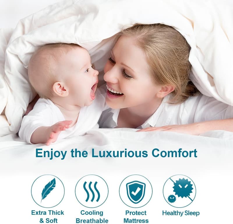 Cooling Pillow Top Mattress Topper for Back Pain Relief